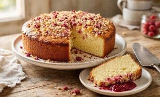 Ванільний фунтовий кекс з малиновою крихтою