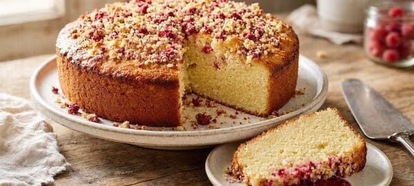Ванільний фунтовий кекс з малиновою крихтою